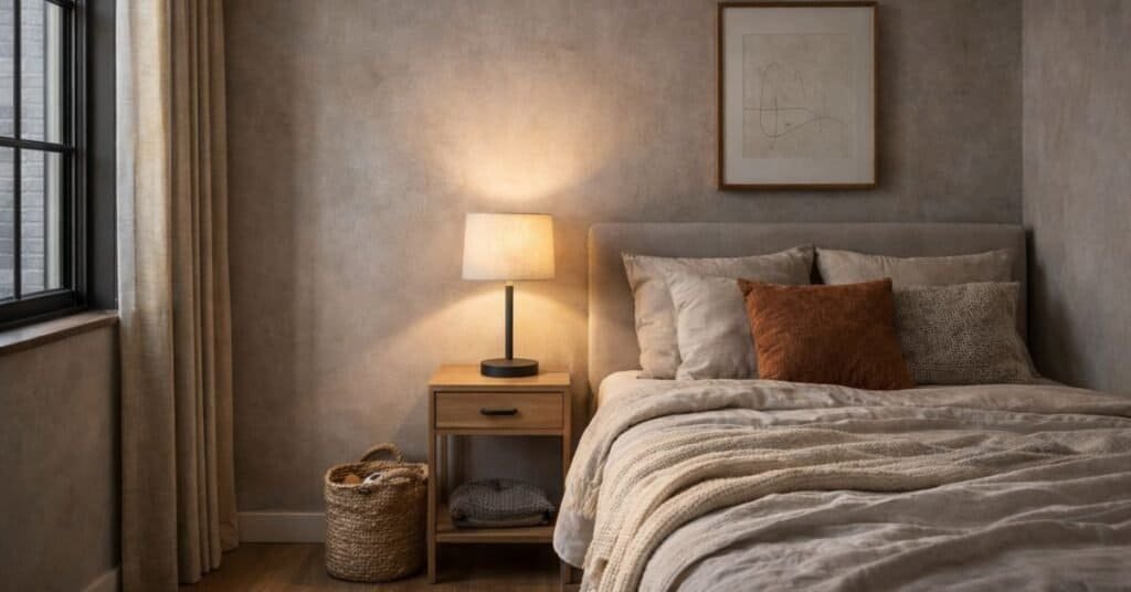 Cozy morning light in a bedroom