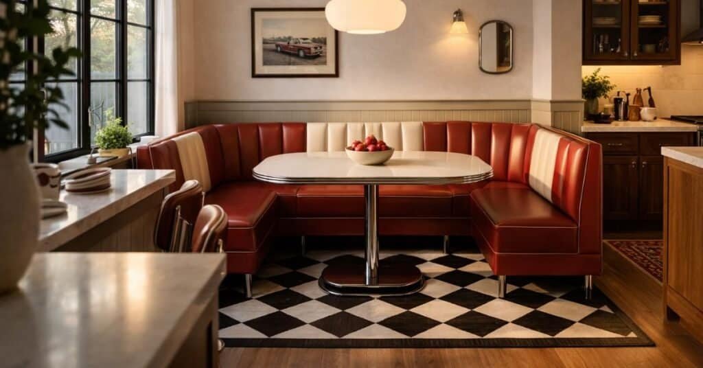 Retro 50s diner inspired home nook