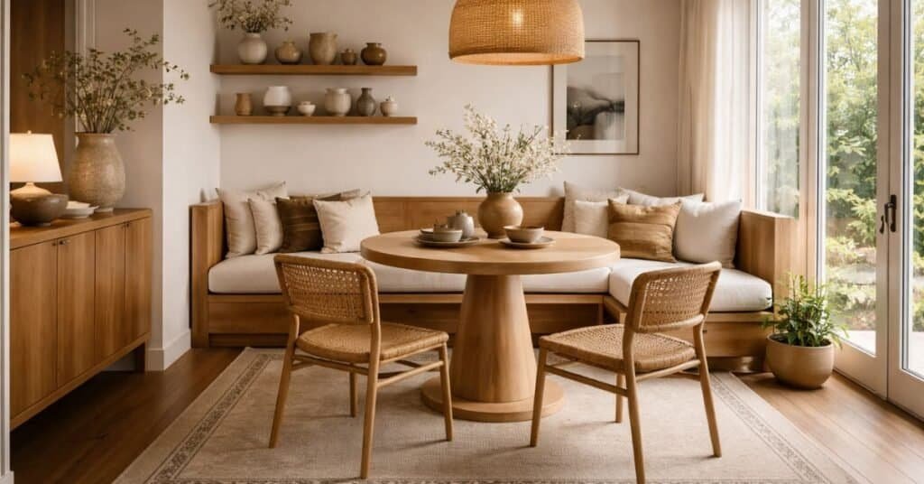 Serene Japandi dining nook design