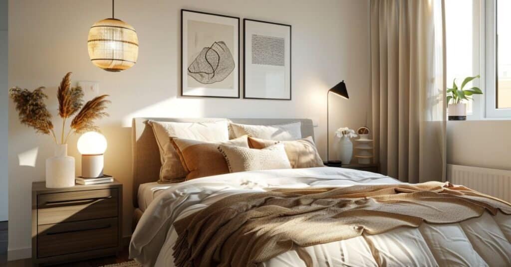 Small bedroom after a quick weekend refresh with tidy surfaces and warm cozy styling without clutter