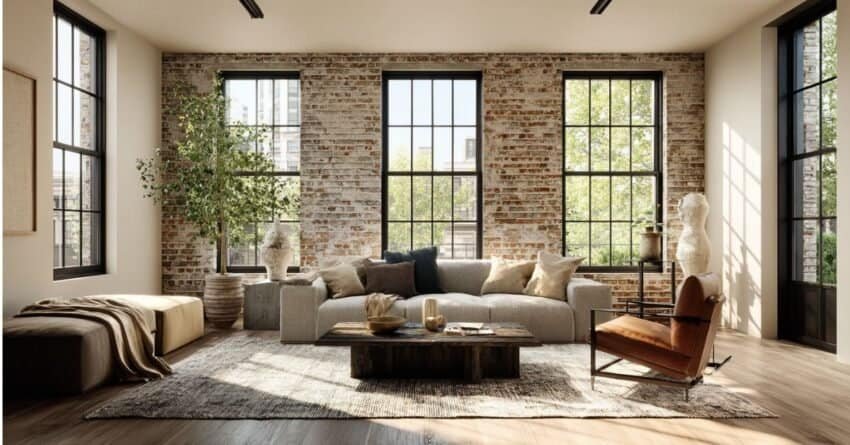 Modern Living Room Windows Without Curtains