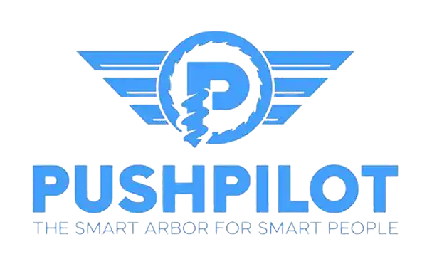PushPilot logo featuring wings and a central "P" symbol for branding.