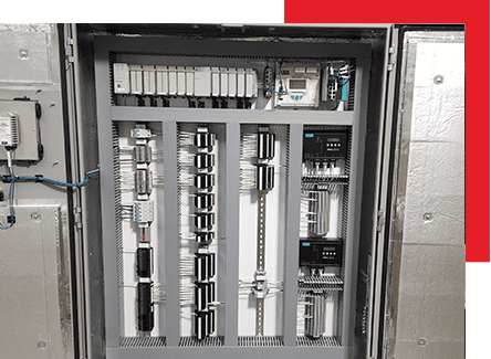 High-quality industrial automation control panel with advanced components and wiring, designed for seamless manufacturing process management and system integration.