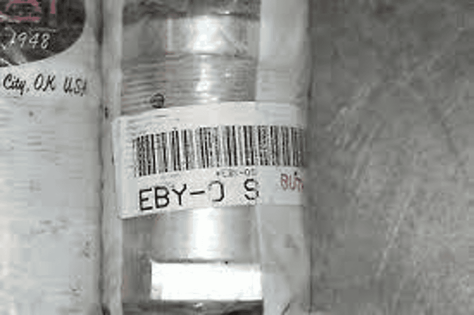 EBY-C S barcode label on industrial equipment for automation and manufacturing solutions.