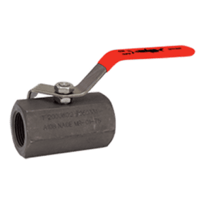 High-pressure ball valve with red handle for industrial piping systems, durable and reliable flow control.