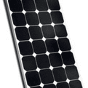 Flexible solar panel with black photovoltaic cells for renewable energy solutions.