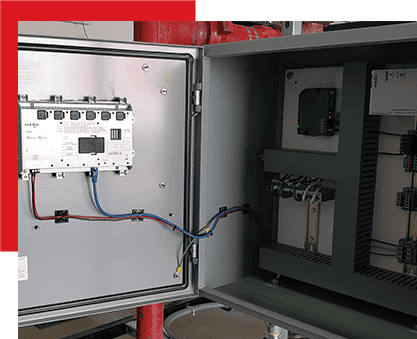 Enhanced automation control panel with electrical components for industrial automation solutions.