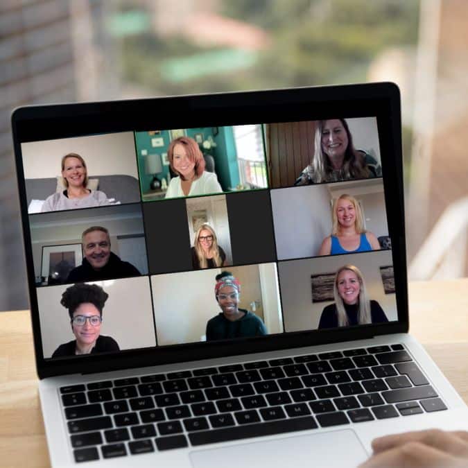 Students attending our  online, accredited Health & Wellbeing Coach Training course via Zoom, learning wellness and life coaching skills plus gaining certification quickly.