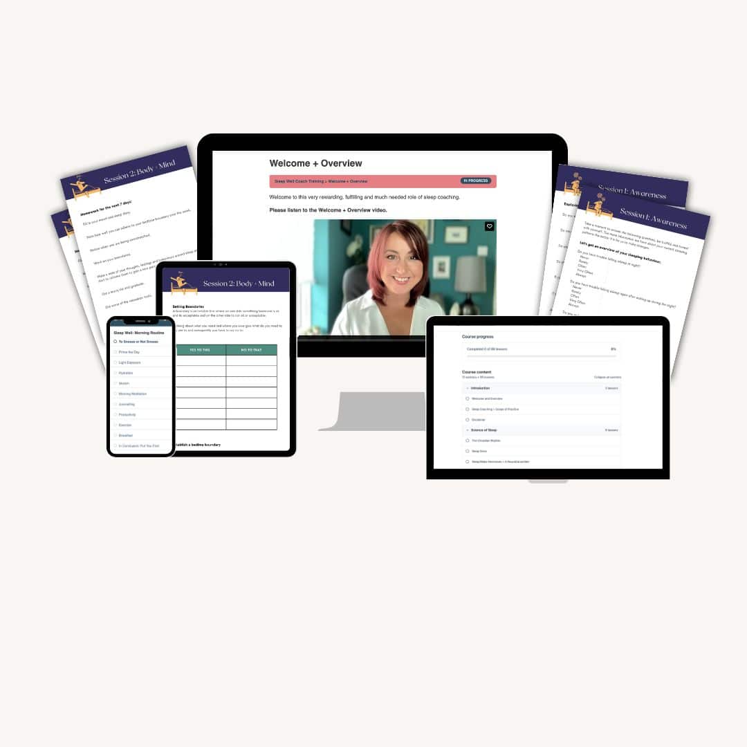 Our accredited sleep well coaching course mockup 