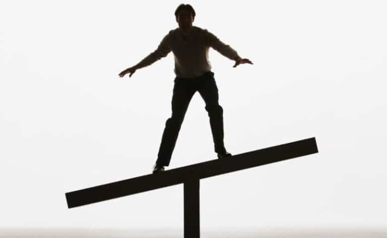Balance and stability on a narrow beam for focus and confidence.