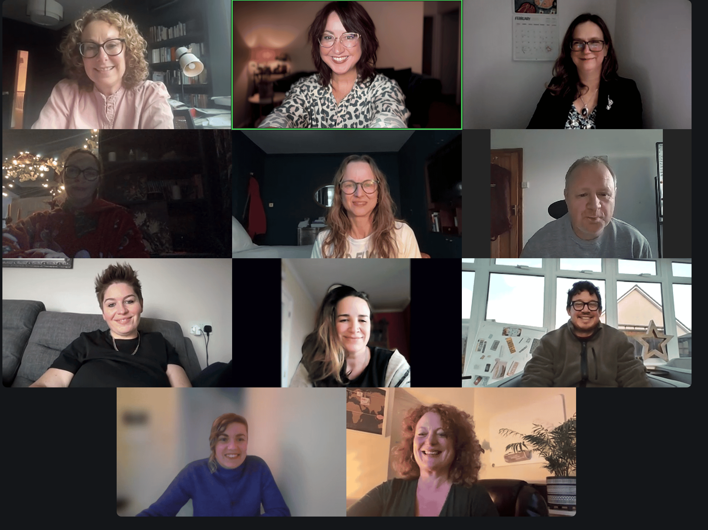 Group of diverse professionals participating in H&W Coach Training via Zoom.