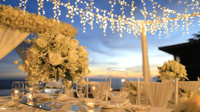 The wedding lighting is a deciding factor in their wedding