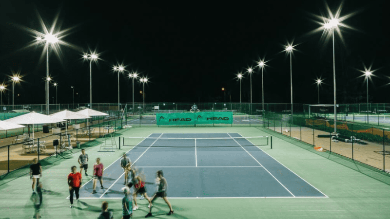 The exceptional quality of light from LED tennis court lighting ensures that every moment of play