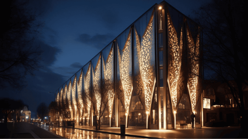 Facade Lighting is a type of architectural lighting that illuminates the front facade of a building. 