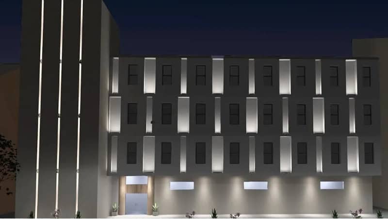 white facade lighting
