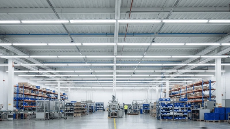 batten lightings in the warehouse