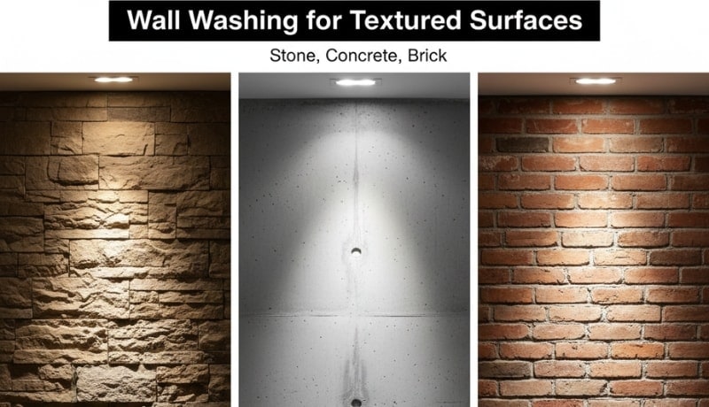 Wall washing for textured vertical surfaces