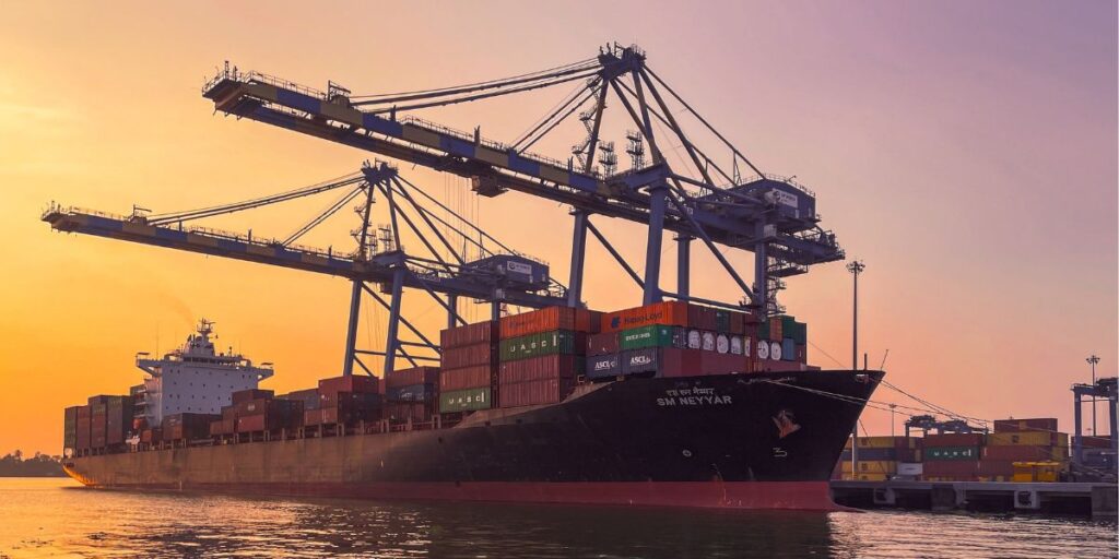 Indian container ship stationed in Kerala