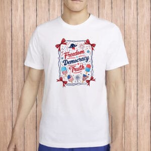 Freedom Democracy Truth Shirt – Cute Coquette Bow 4th of July Tee, Patriotic FDT Ice Cream T-Shirt