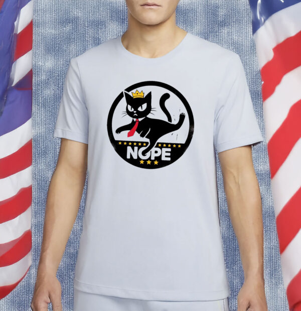 Funny Nope Anti Trump Protest Tee, No Kings In America Black Cat Shirt