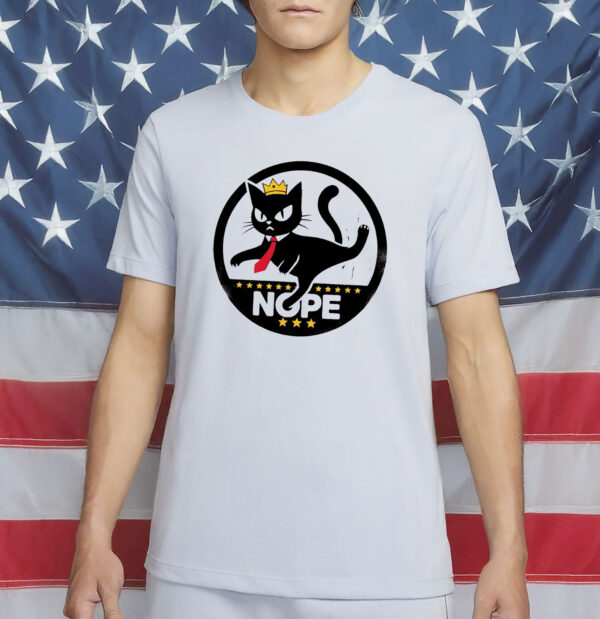 Funny Nope Anti Trump Protest Tee, No Kings In America Black Cat Shirt