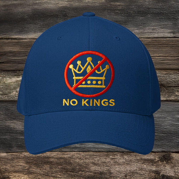 No Kings Embroidered Hat – Gold Crown Protest Cap, Anti-Authoritarian Statement Hat