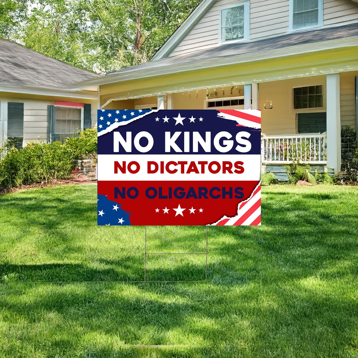 No Kings No Dictators No Oligarchs Yard Sign
