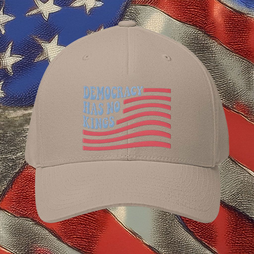 Retro Patriotic Anti-Monarchy Embroidered Cap, Democracy Has No Kings Hat