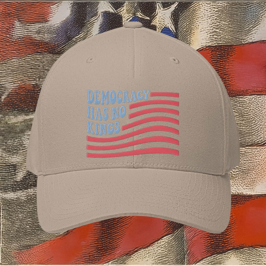 Retro Patriotic Anti-Monarchy Embroidered Cap, Democracy Has No Kings Hat
