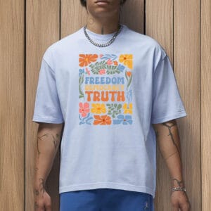Retro Political Statement Tee, Freedom Democracy Truth Floral Shirt