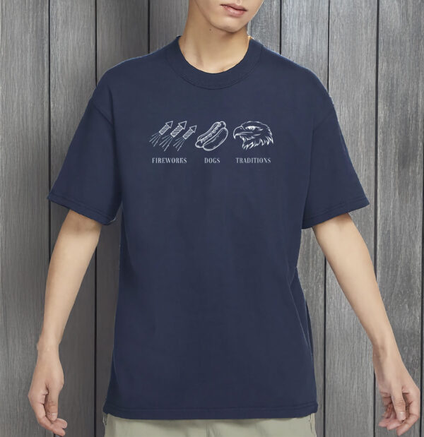 Subtle FDT 4th of July Patriotic Tee, Fireworks Dogs Traditions Shirt