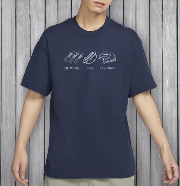 Subtle FDT 4th of July Patriotic Tee, Fireworks Dogs Traditions Shirt