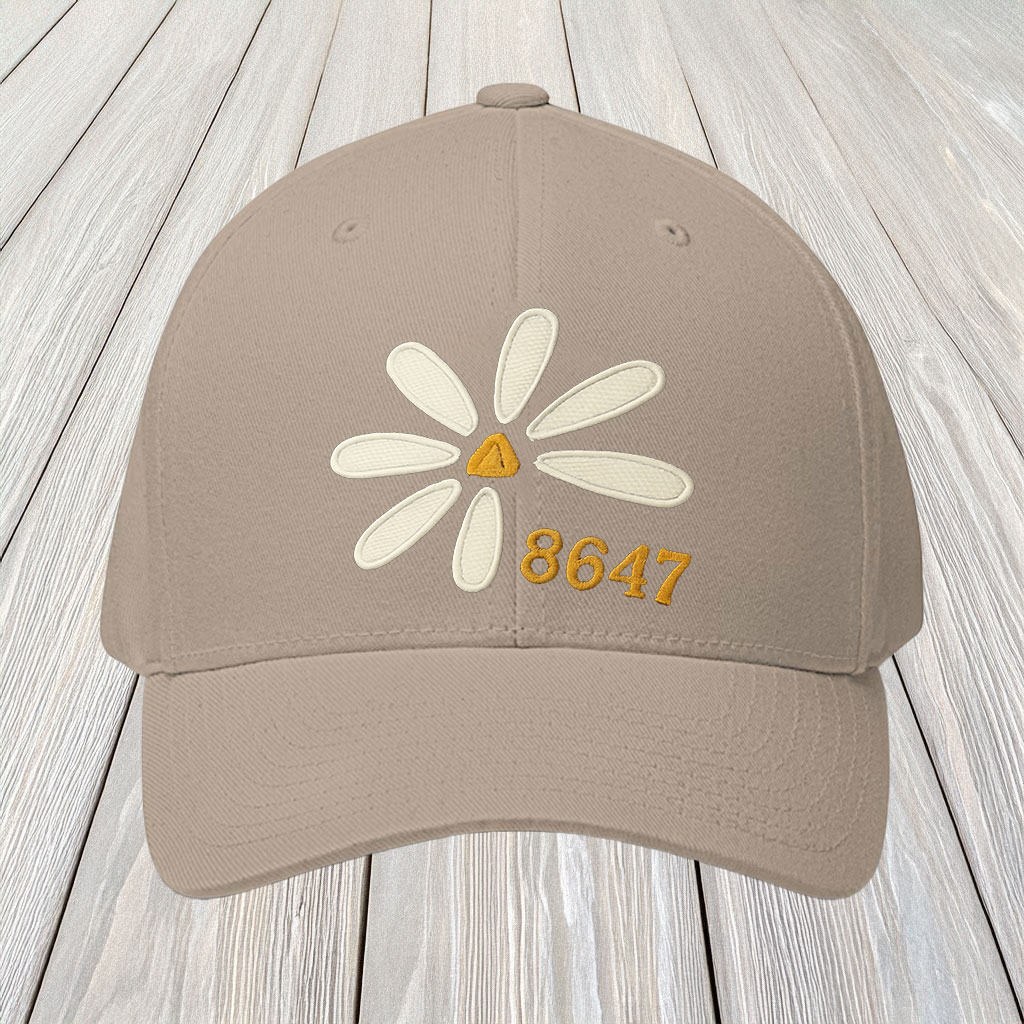 Symbolic Flower Cap, 8647 Embroidered Daisy Hat