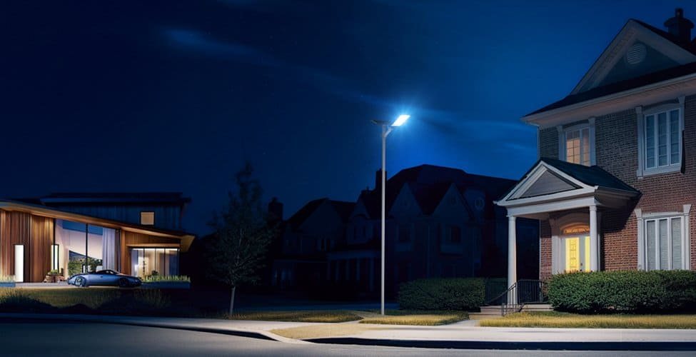 Split-type streetlights are installed in the community
