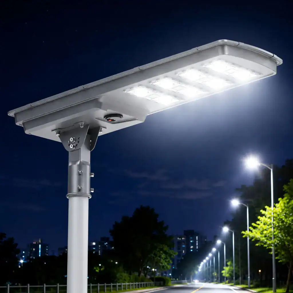 solar street light installed on city road for municipal engineering project