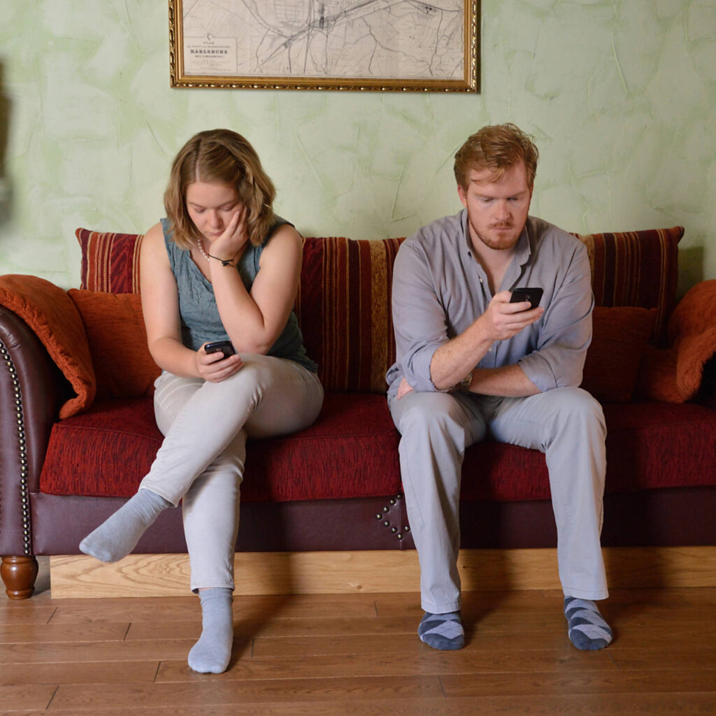 Couple on phones