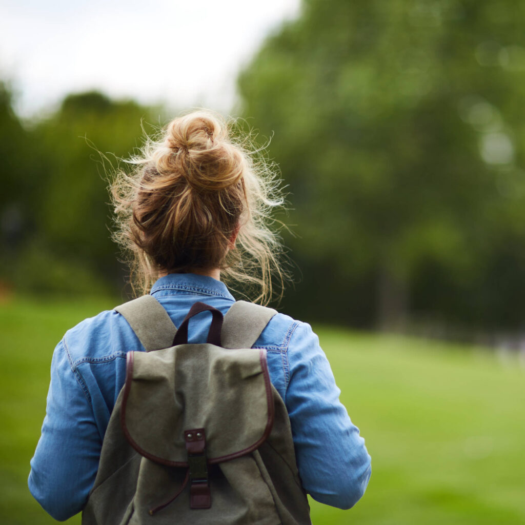 School girl backpack