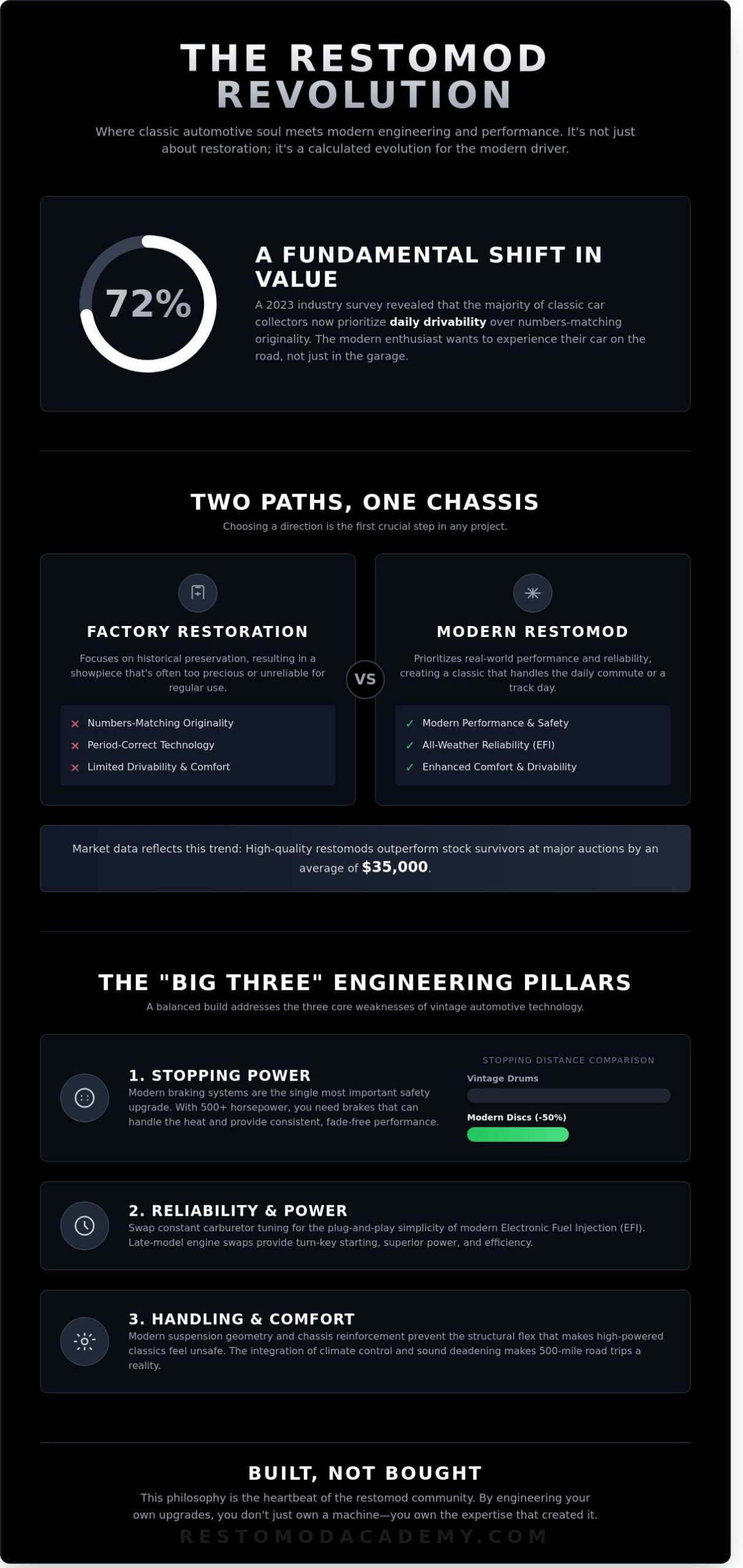 What is a Restomod? The Ultimate Guide to Modernizing Classic Cars - Infographic