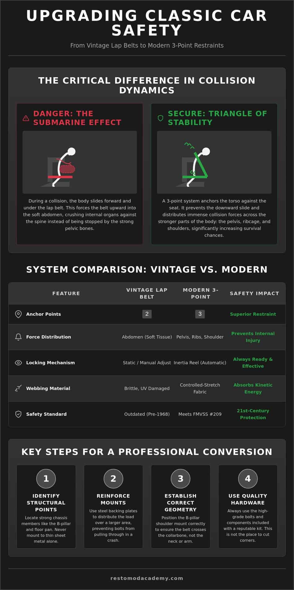 The Ultimate Three-Point Seatbelt Conversion Guide for Classic Cars