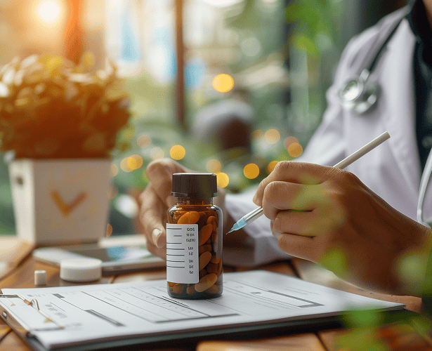doctor prescribing medication cafe 1