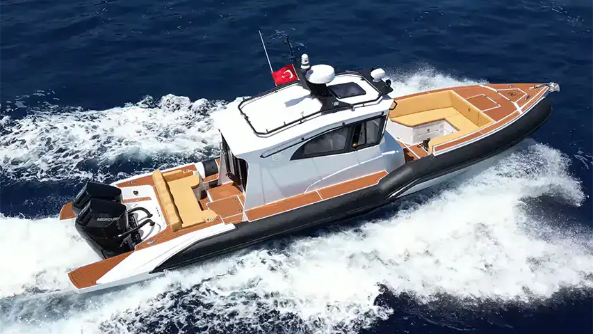 RAFNAR 40 2x400 Mercs and Ullman Echelon Seats top view @ RIBs ONLY - Home of the Rigid Inflatable Boat