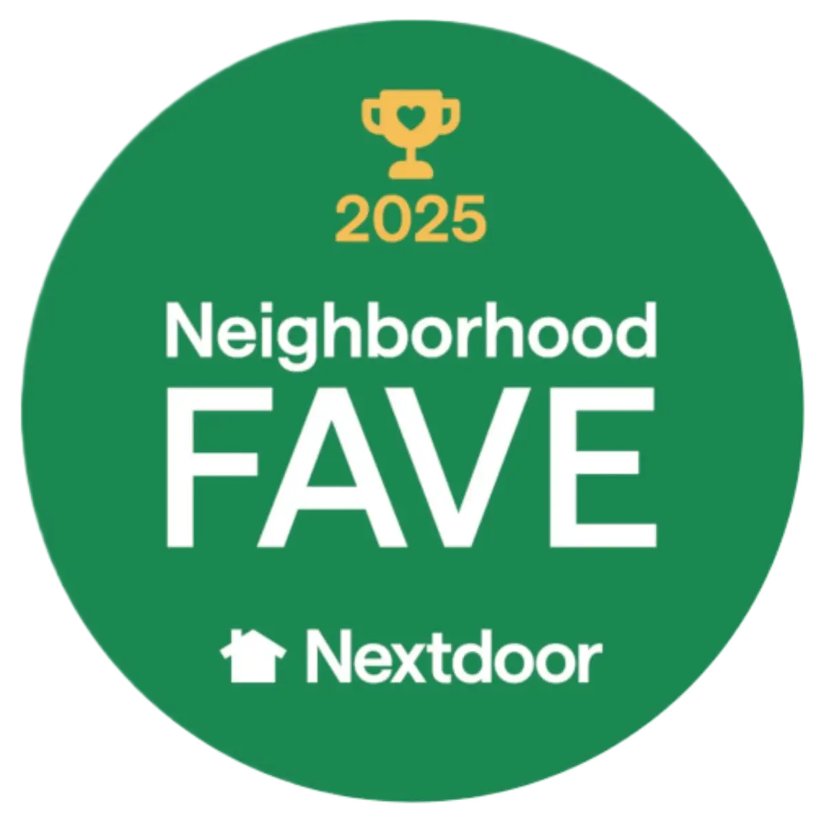 Nextdoor Neighborhood Fave 2025 badge awarded to Road Home Exteriors