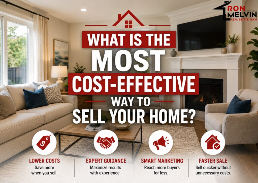 Living room with fireplace and sofa, promoting cost-effective home selling.