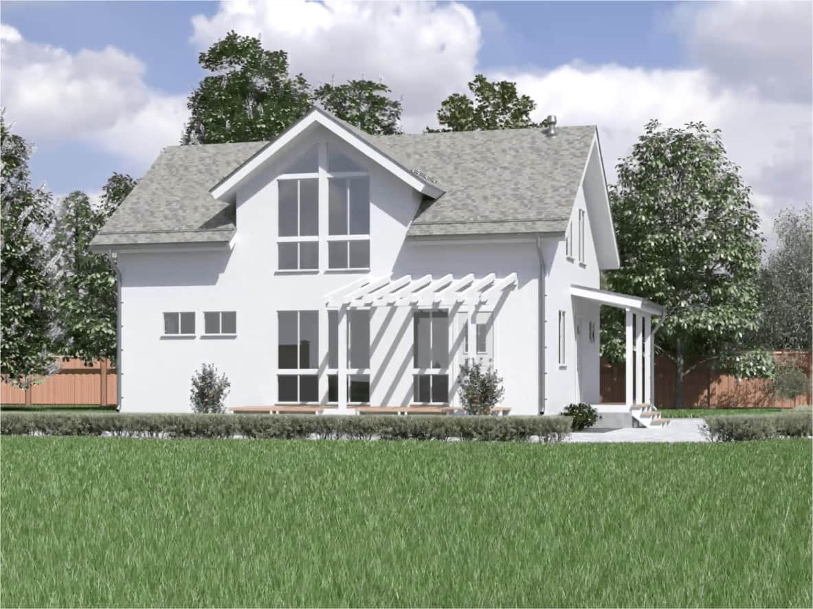 An image of a white house model created with HOVER Design Studio, from Roofing For Troops' website to advertise their James Hardie fiber siding services