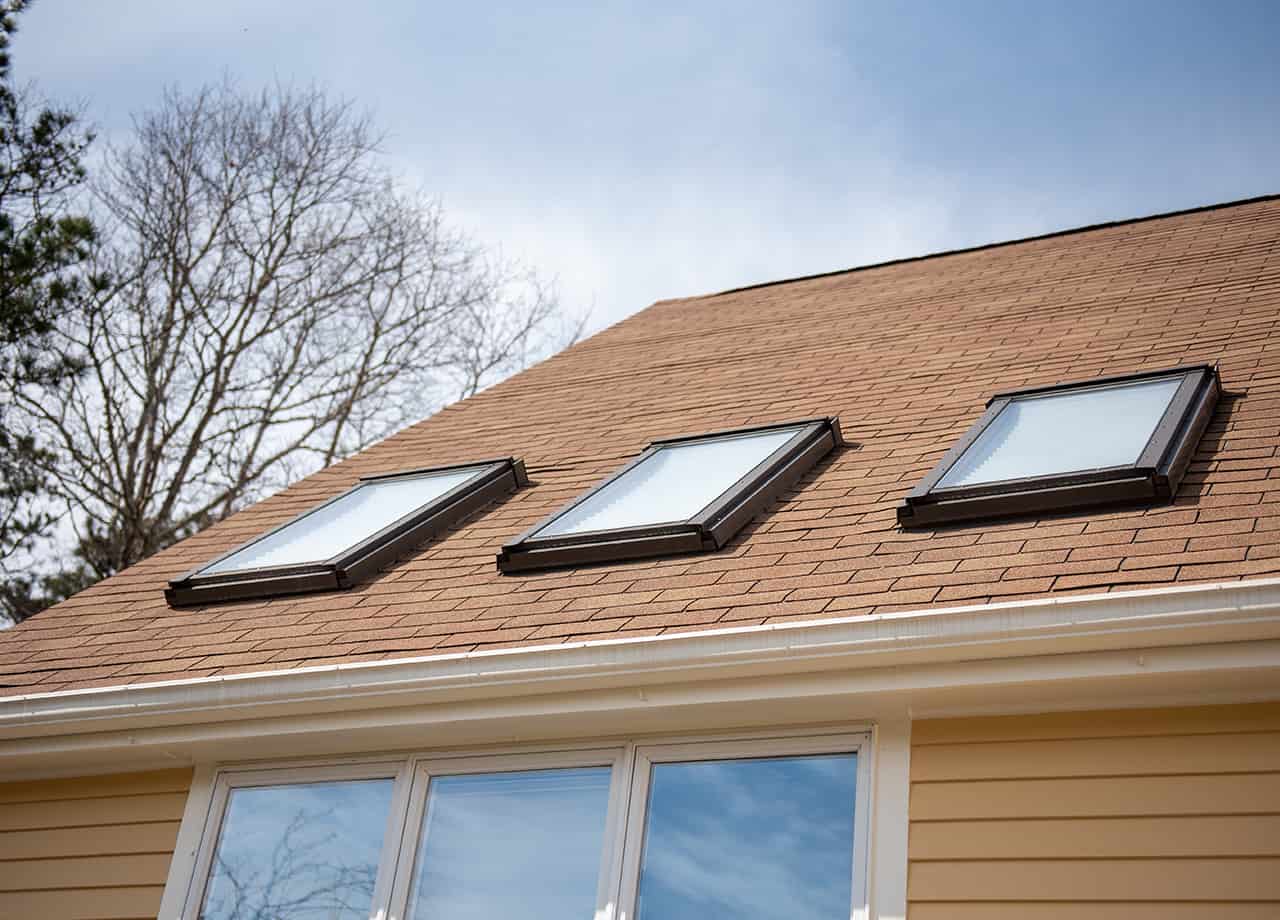 Skylight installation contractors Milford OH and Cincinnati OH Image of a roof that has skylights installed on it. We are skylight installation experts in Milford OH, Cincinnati OH, and the surrounding Ohio areas.
