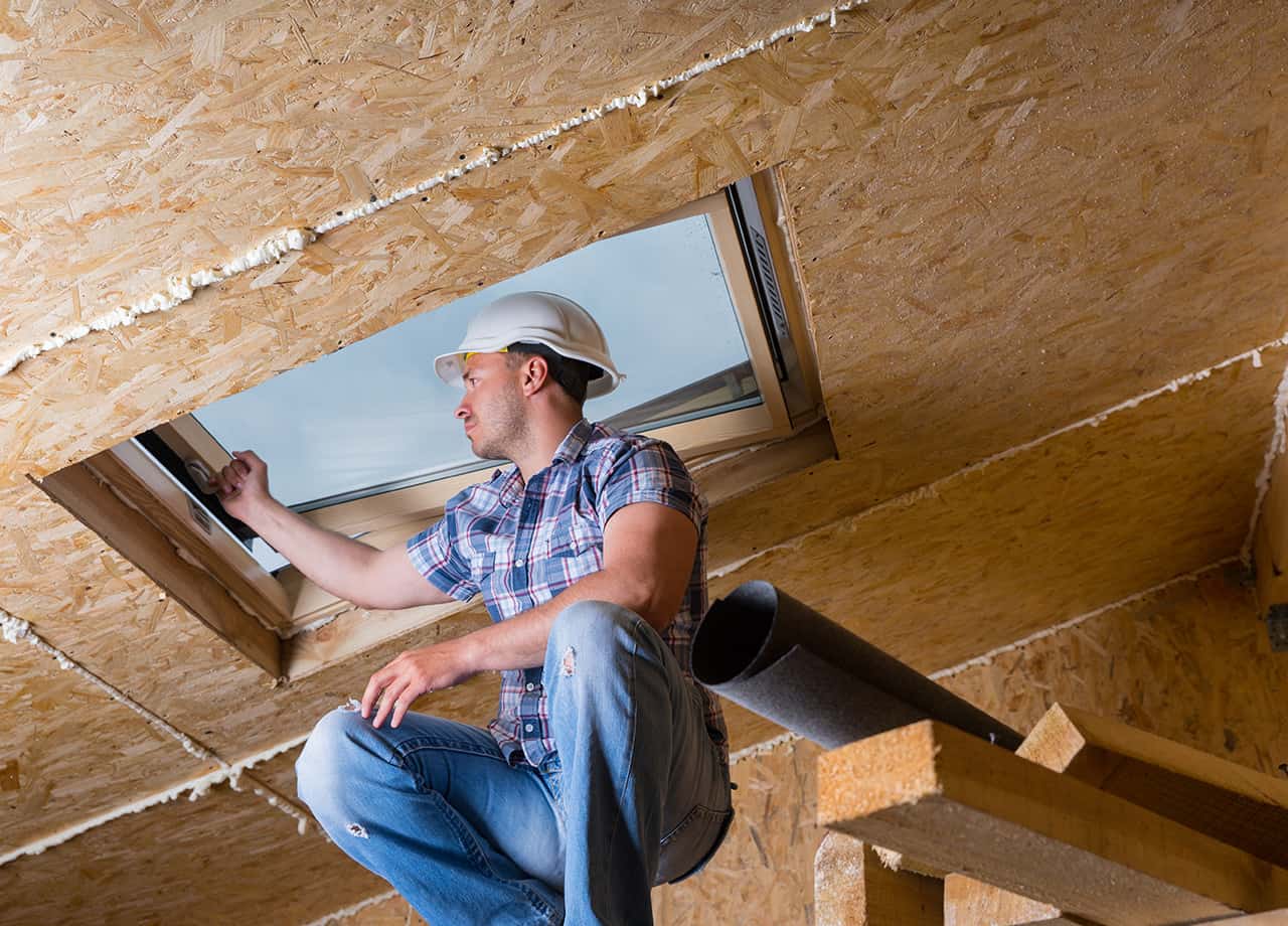 Image of one of our contractors installing a skylight replacement for a home in Cincinnati OH.