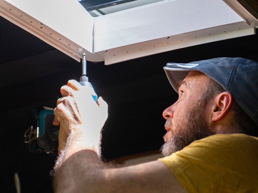 Skylight Repair with Roofing for Troops