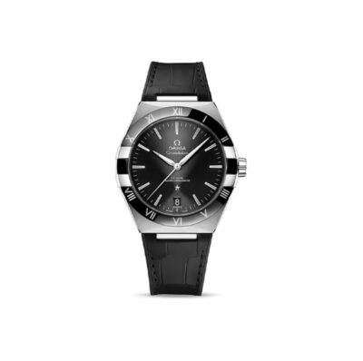 OMEGA Constellation 41mm Automatic Watch Black Dial Leather Strap