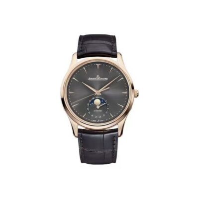 Jaeger-LeCoultre Master Automatic 39mm Grey Dial 18K Rose Gold Case Leather Strap Men’s Watch
