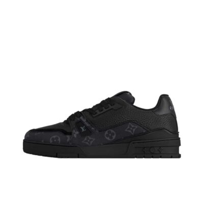 Louis Vuitton Trainer Black Monogram Canvas Low-Top Sneakers